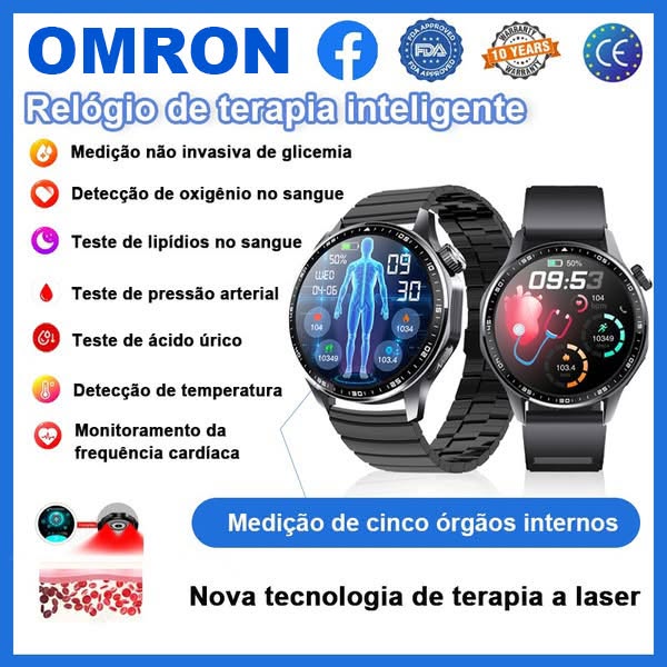 Menu português, teste de açúcar no sangue, teste de ácido úrico, teste de ritmo cardíaco, teste de temperatura, gravação de dados, ecrã táctil de grandes dimensões, ligação Bluetooth